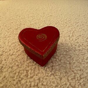 Red & Gold Ceramic Heart Shaped Box - Small - C
